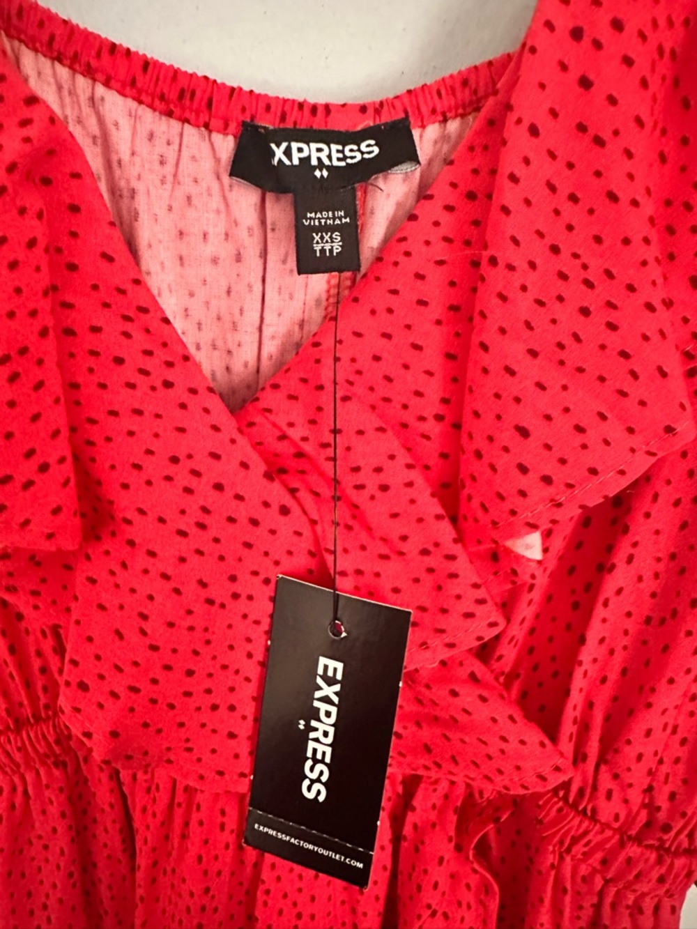 Express Pink-Red Ruffle Dress - Picture 2 of 2
